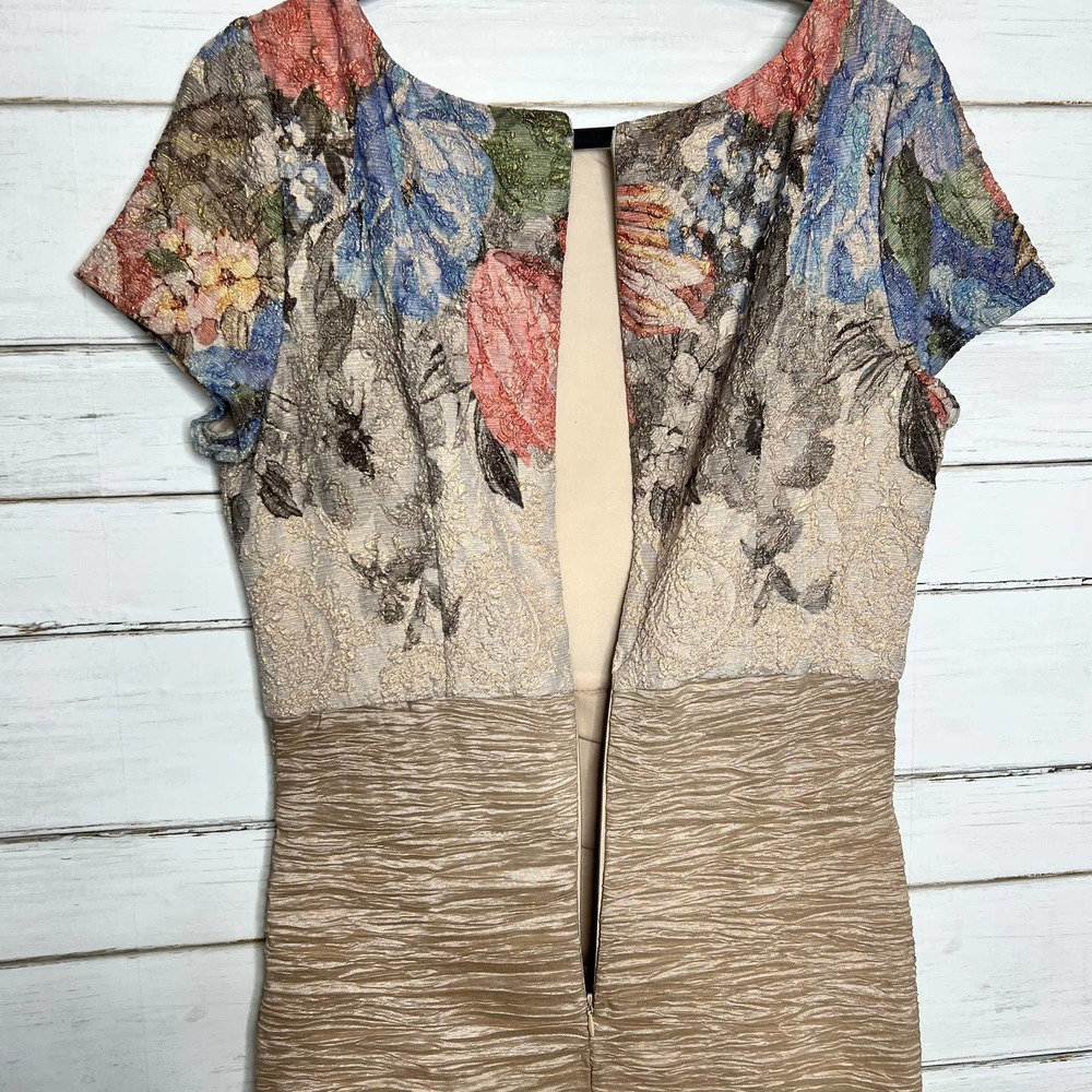Adrianna Papell Column Gown Matelass Floral Dress Size 12 - Picture 11 of 14